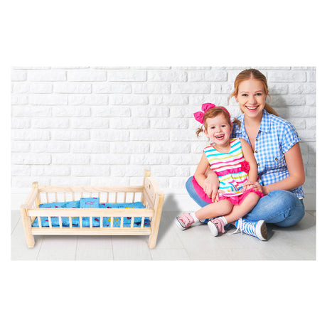 Pequeño pie - cama de muñecas de madera, por supuesto, con ropa de cama, 4dg.