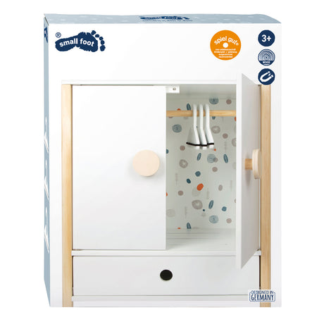 Small foot - Armario para muñecas de madera con perchas, 3 piezas.