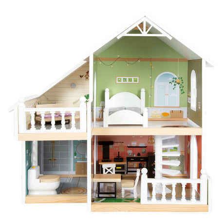 Small foot - casa de muñecas villa urbana de madera con muebles, 9 piezas.
