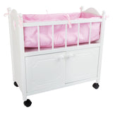Cama de muñeca de madera de pie pequeño con cajones