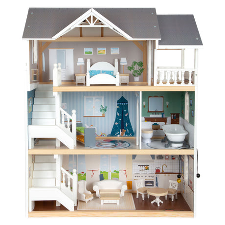 Small foot - casa de muñecas villa urbana de madera con accesorios, 13 uds.