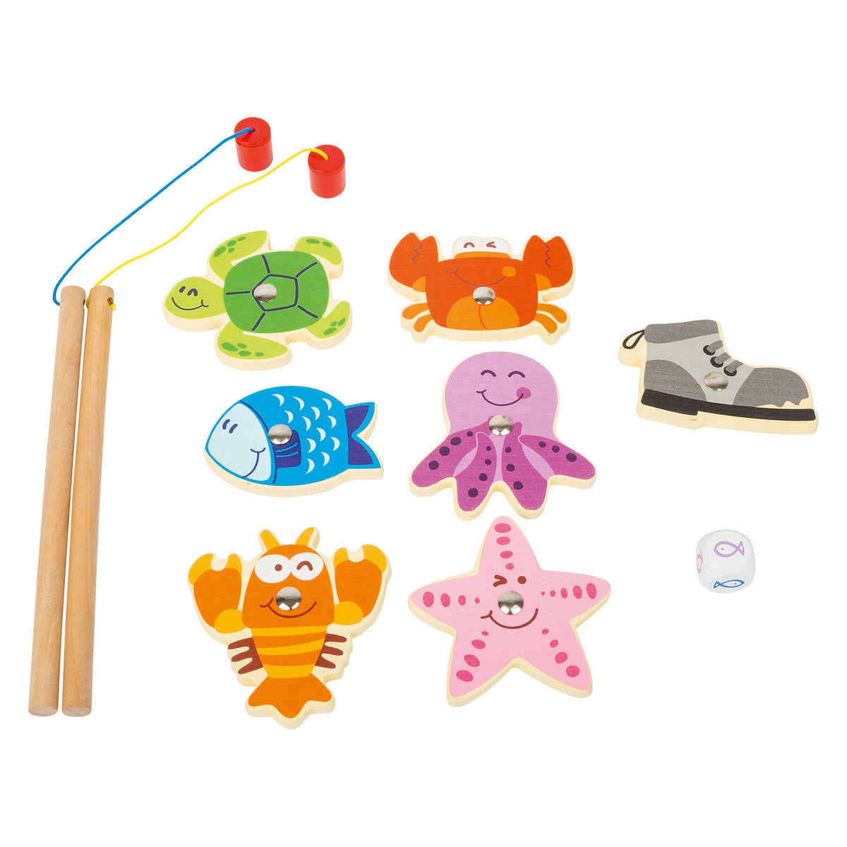 Small foot - juego de viaje con caña de pescar de madera