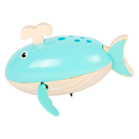 Small foot - Ballena de madera para el baño, juguete al que se le puede dar cuerda