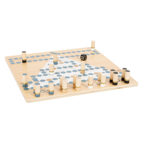 Small foot - juego de mesa de madera barricada y halma 2 en 1