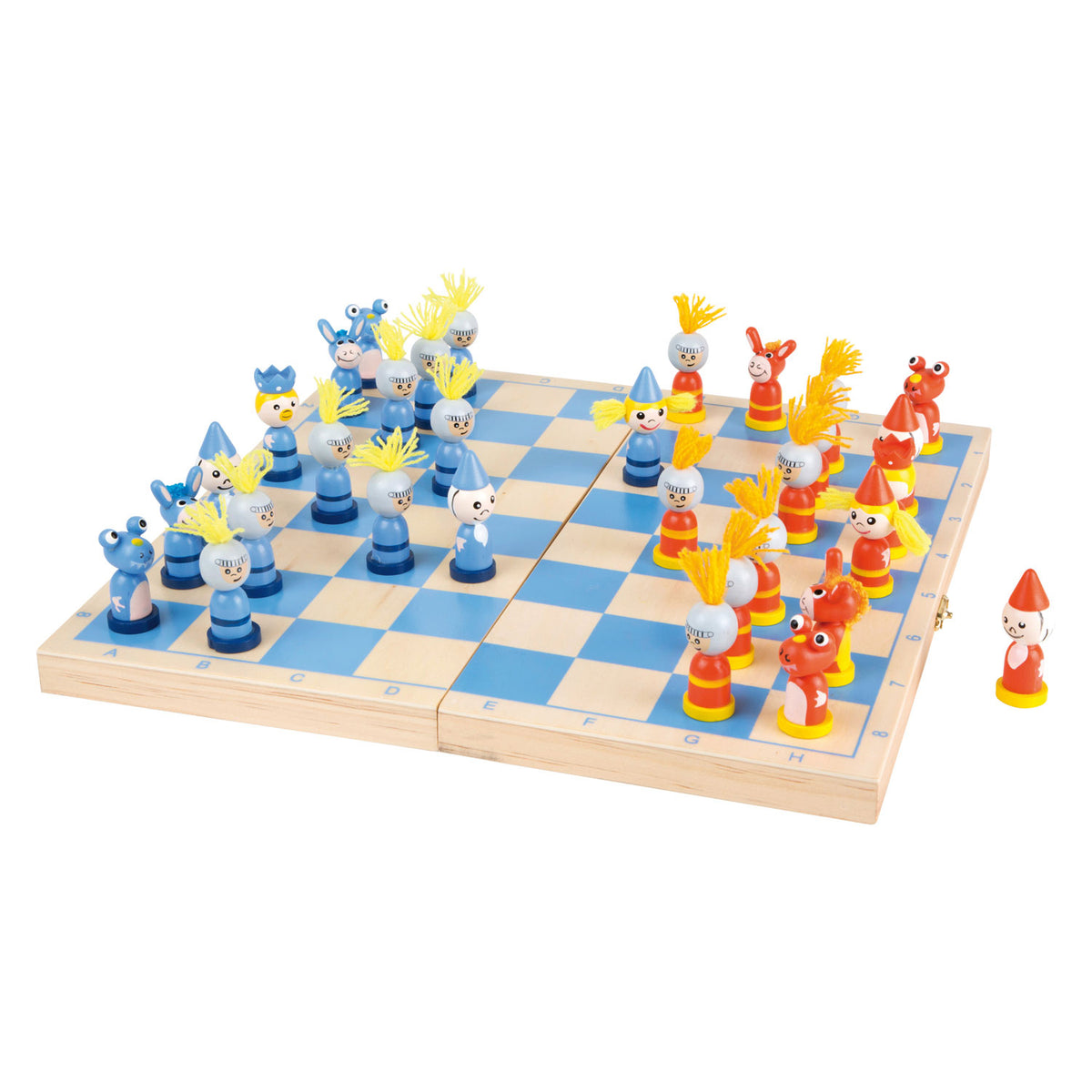 Caballeros de juego de ajedrez de madera de pie pequeño