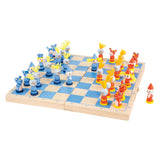 Caballeros de juego de ajedrez de madera de pie pequeño