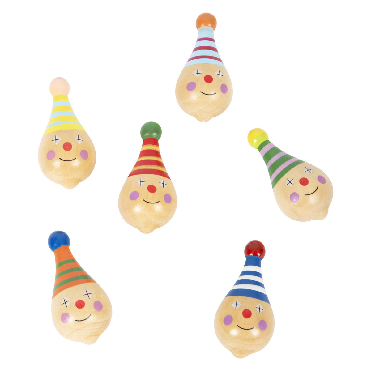 Small foot - payaso con peonza de madera - 6 uds.