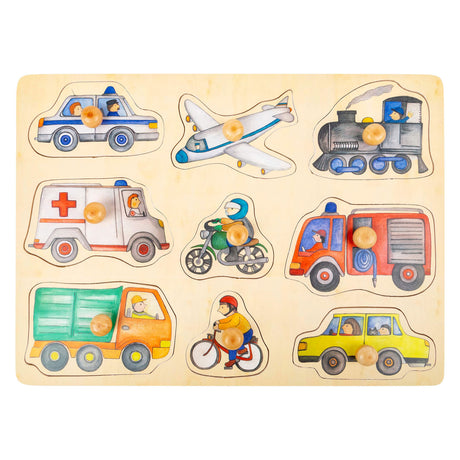 Small foot - Puzzle de madera con vehículos urbanos, 9 uds.