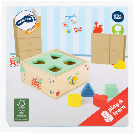 Small foot - Clasificador de formas de madera con bloques naturales, 5 piezas.