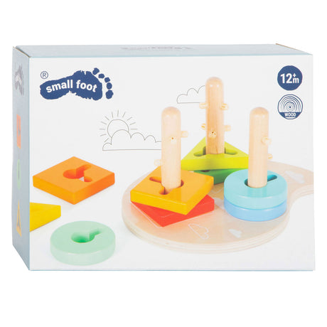 Small foot - juguetes para apilar formas de madera y clasificación de habilidades motoras, 10 piezas.