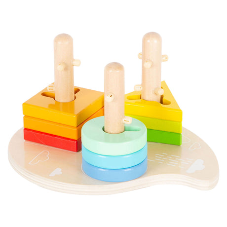 Small foot - juguetes para apilar formas de madera y clasificación de habilidades motoras, 10 piezas.