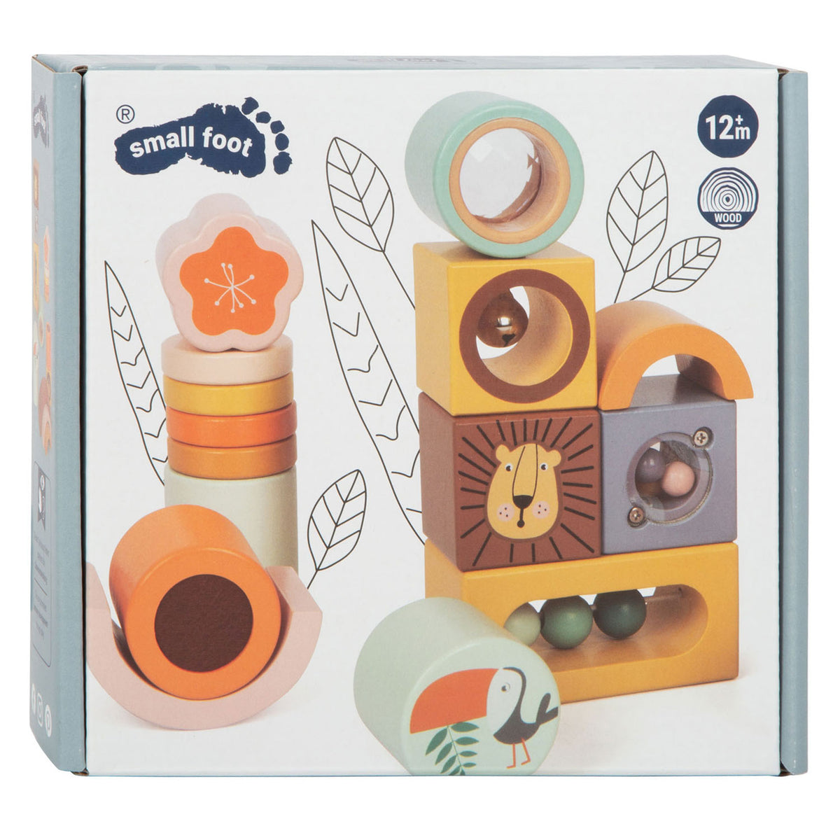 Small foot - bloques safari de madera, 12 uds.