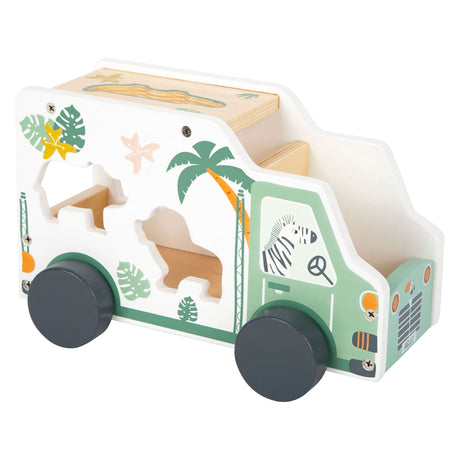Small foot - Clasificador de formas de madera en jeep safari, 6 piezas.