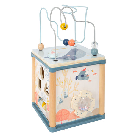 Small foot - cubo de actividades de madera y espiral de motricidad mundo submarino