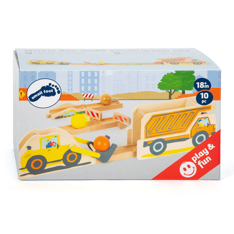 Small foot - Pista de mármol de madera para obras de construcción junior, 10 uds.