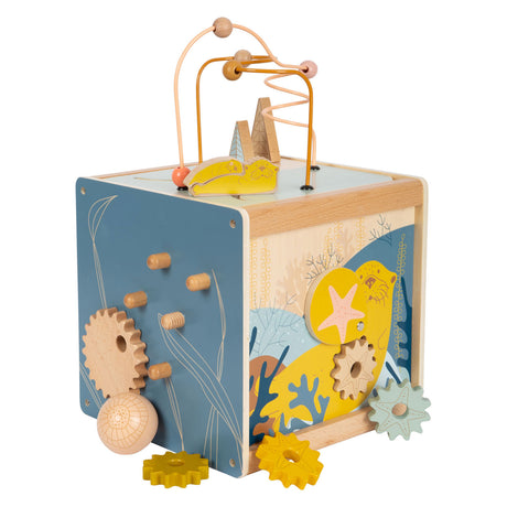 Small foot - Cubo de actividades de madera con motricidad en espiral, costa del mar