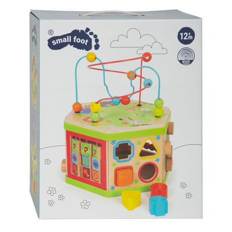 Small foot - cubo de actividades de madera con motricidad safari en espiral