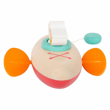 Small foot - juguete de baño canoa de madera pelícano a cuerda