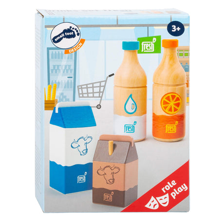 Small foot - juego de comida y bebidas de madera para jugar, fresco, 4 piezas,