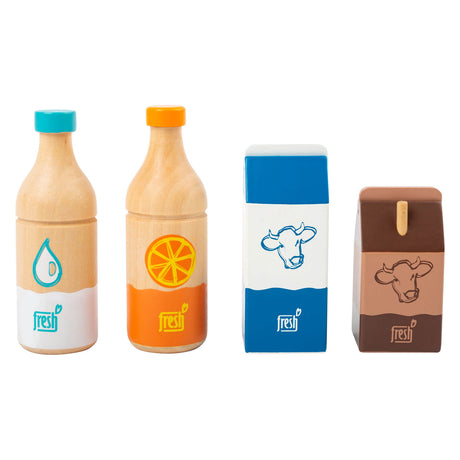 Small foot - juego de comida y bebidas de madera para jugar, fresco, 4 piezas,