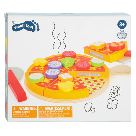 Small foot - Juego de pizza de madera para cortar y jugar, 21 piezas.