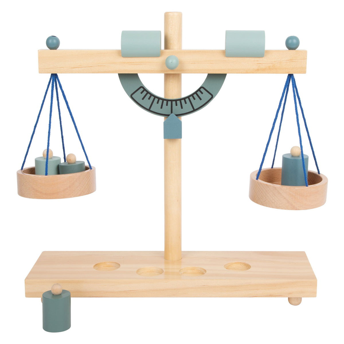 Small foot - báscula de madera con pesas, 5 piezas.