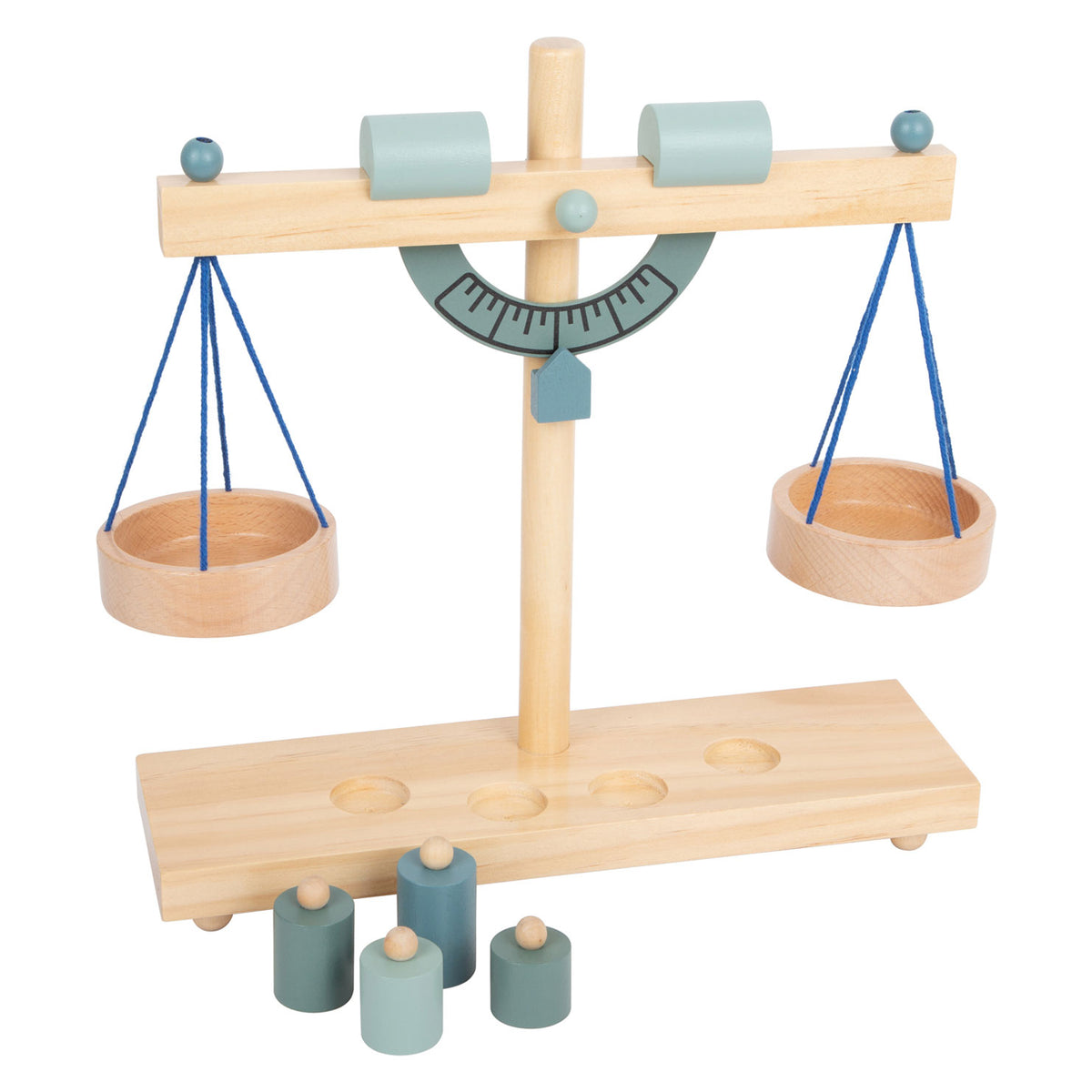 Small foot - báscula de madera con pesas, 5 piezas.