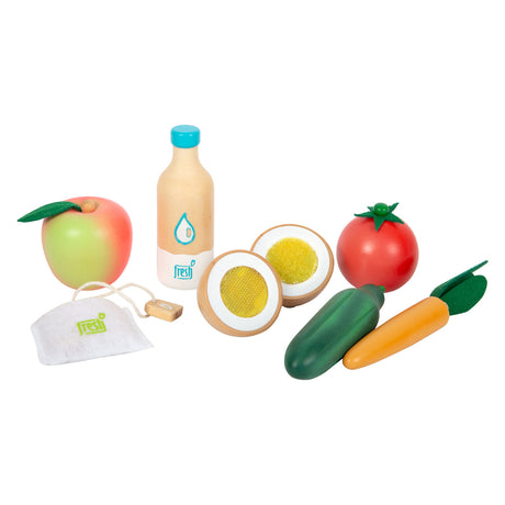 Small foot - Juego de comida vegetariana de madera para jugar, 17 piezas.