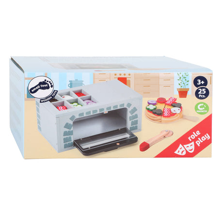 Pie de pie pequeño - Playets de madera Pizza -oven Set, 25dlg.