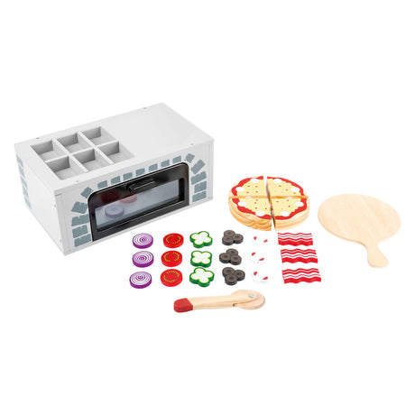 Pie de pie pequeño - Playets de madera Pizza -oven Set, 25dlg.