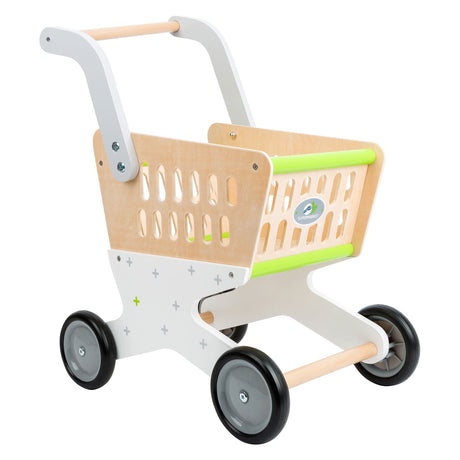 Supermercado de carrito de compras de madera - pie de madera