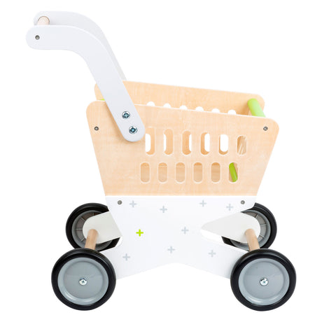 Supermercado de carrito de compras de madera - pie de madera
