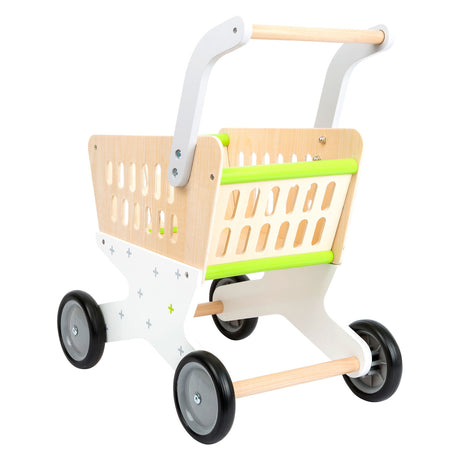 Supermercado de carrito de compras de madera - pie de madera