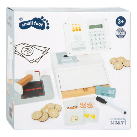 Small foot - Caja registradora de juguete de madera con escáner, 15 uds.