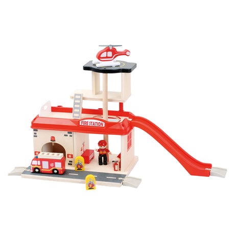 Small foot - parque de bomberos de madera con accesorios, 15 uds.
