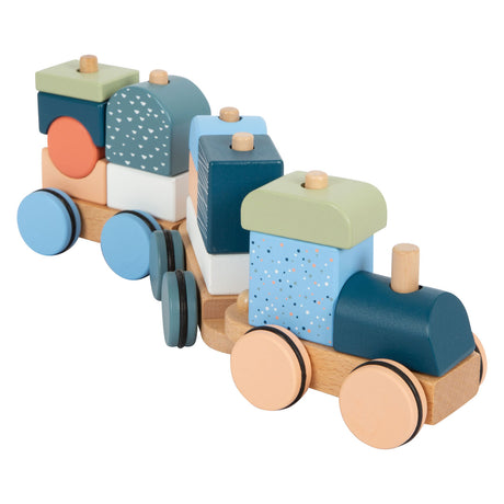 Small foot - Bloques de madera apilables, tren ártico, 16 piezas.
