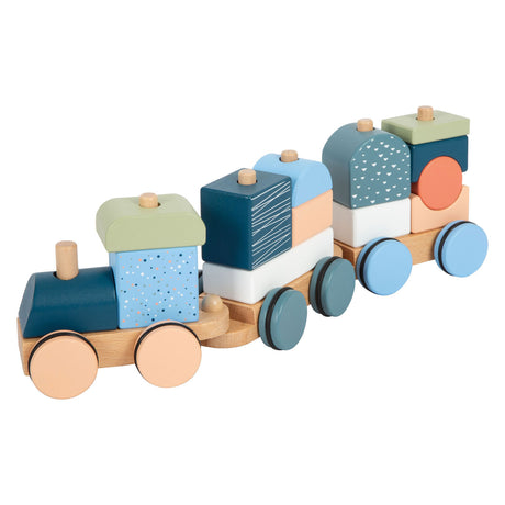 Small foot - Bloques de madera apilables, tren ártico, 16 piezas.