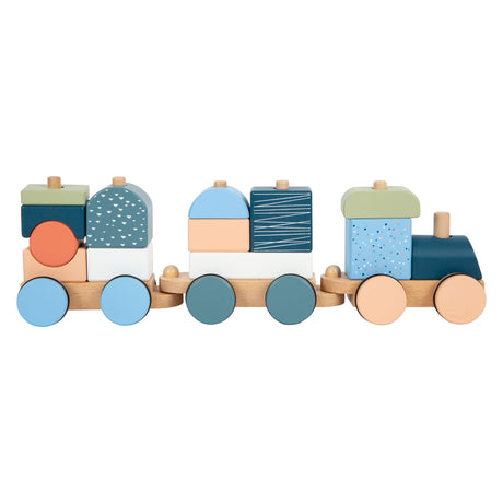 Small foot - Bloques de madera apilables, tren ártico, 16 piezas.