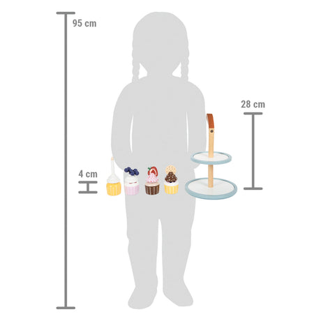 Small foot - comedero de juguete de madera con cupcakes, 13 piezas.