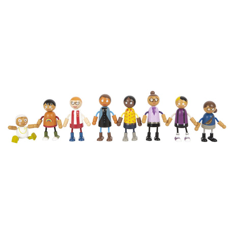 Small foot - Familia de muñecas flexibles de madera con bebé, 8 uds.