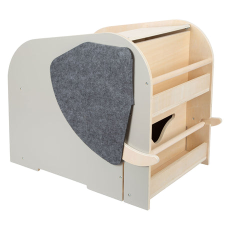 Pie de pie pequeño - Caja de madera Elefante sobre ruedas con asientos