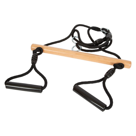 Pie pequeño - swing trapecio de madera con círculos de gimnasta Línea negra