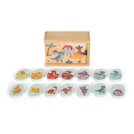 Small foot - dinosaurio de juego de memoria de madera en caja de almacenamiento