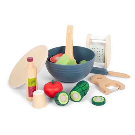 Small foot - Juego de juguetes de madera para ensaladas y comida, 11 piezas.