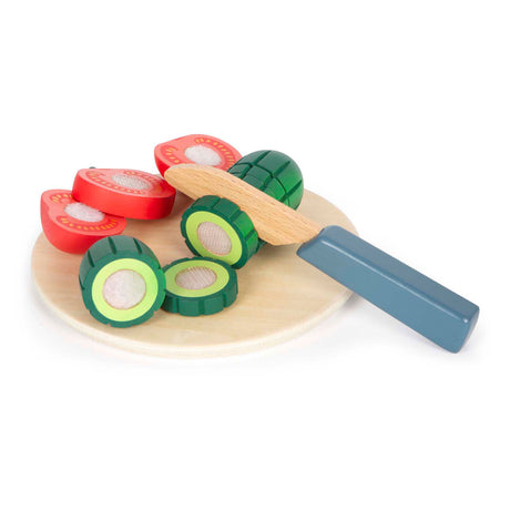 Small foot - Juego de juguetes de madera para ensaladas y comida, 11 piezas.
