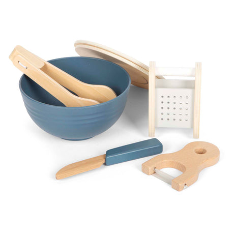 Small foot - Juego de juguetes de madera para ensaladas y comida, 11 piezas.