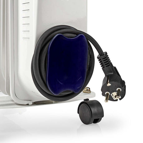 Nedis HToi30WT7 radiador de aceite móvil 600 900 1500 W 7 aletas termostato regulable 3 niveles de calor prevención de vuelco blanco