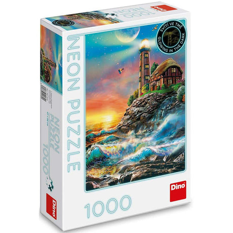 Dinotoys dino puzzle de torre de luz en una montaña con neón 1000 piezas