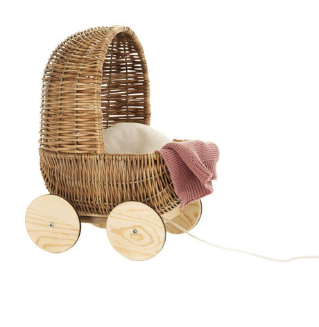 Cochecito de muñecas de caña Egmont. 28x23x37cm. 3+