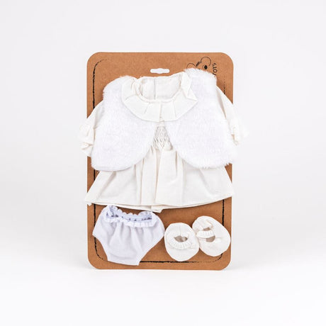 Muñecas: vestido blanco bata blanca. 4 piezas. 2+